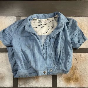 Women’s Blue 70’s Style Romper BCBG